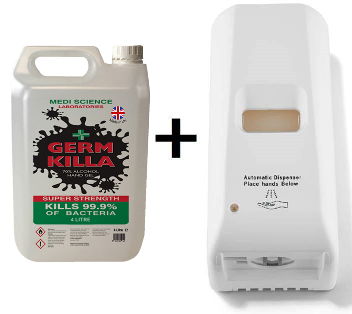 Automatic Hand Dispenser + 4L Sanitiser Refill Bundle 2