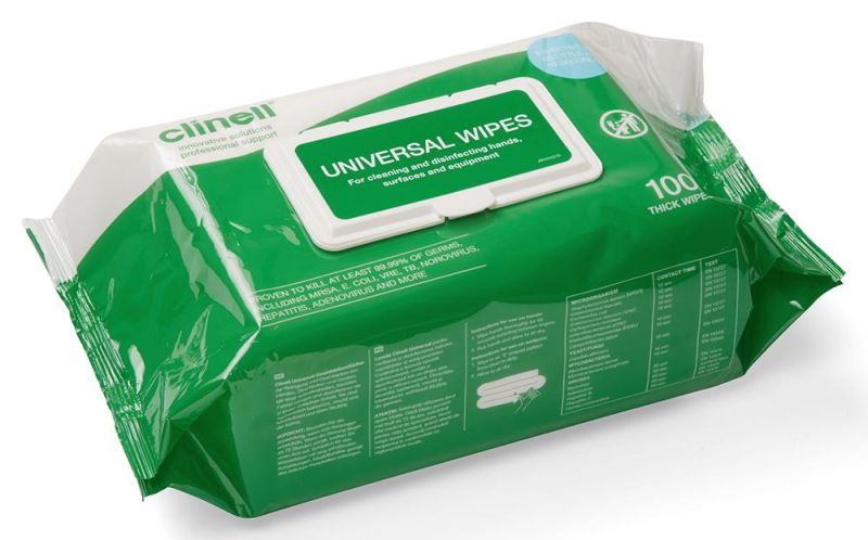 Clinell Universal Sanitising Anti-Bacterial Wipes (100 wipes per pack) 2